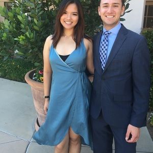 Blue Surplice Wrap Dress